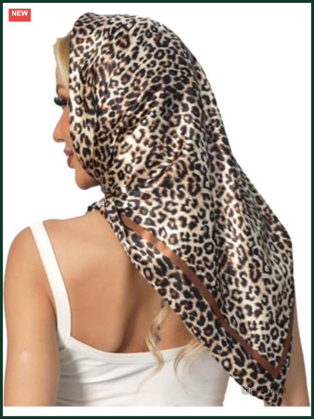 Satin Square Scarf Leopard Print Head Scarf Silk Like Neck Bandana